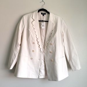 Express White Scalloped Blazer